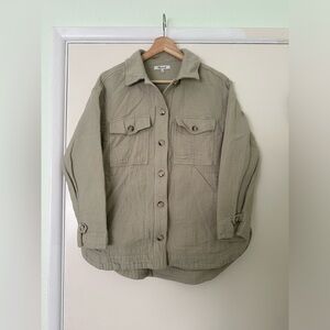 Madewell Branner Back Waffle Shirt Jacket in Sage Green Structured NC802 Sz S